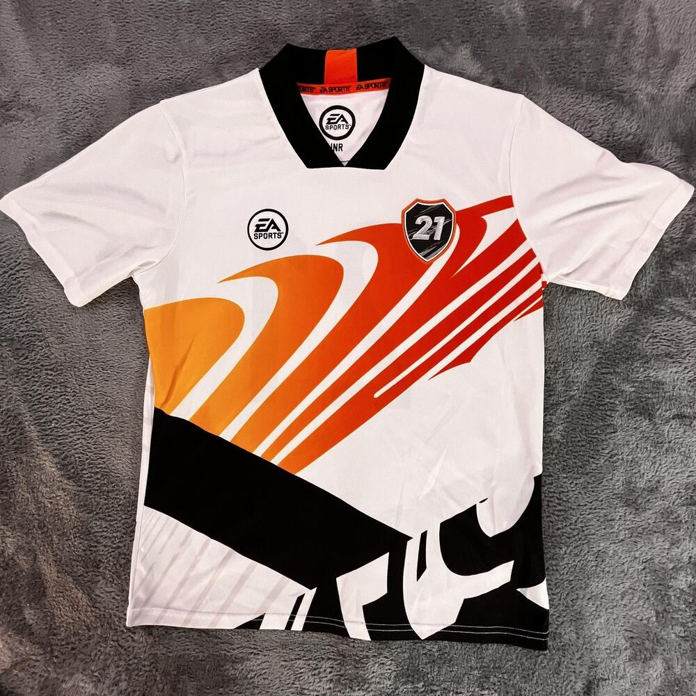 EA Sports FUT21 Soccer Jersey Youth Medium White Graphic Gamer Shirt FIFA 21 Top